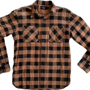 Ralph Lauren Double RL Orange and Black Plaid Shirt